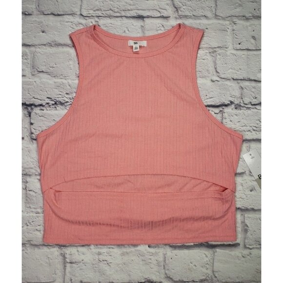 BP Womens Size Large Pink Bodycon Tank Top Ribbed Open Front Style - Picture 1 of 6